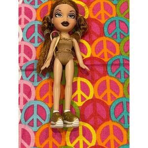Lil Bratz Meygan 4" Doll with Braids outfit and gold sneakers